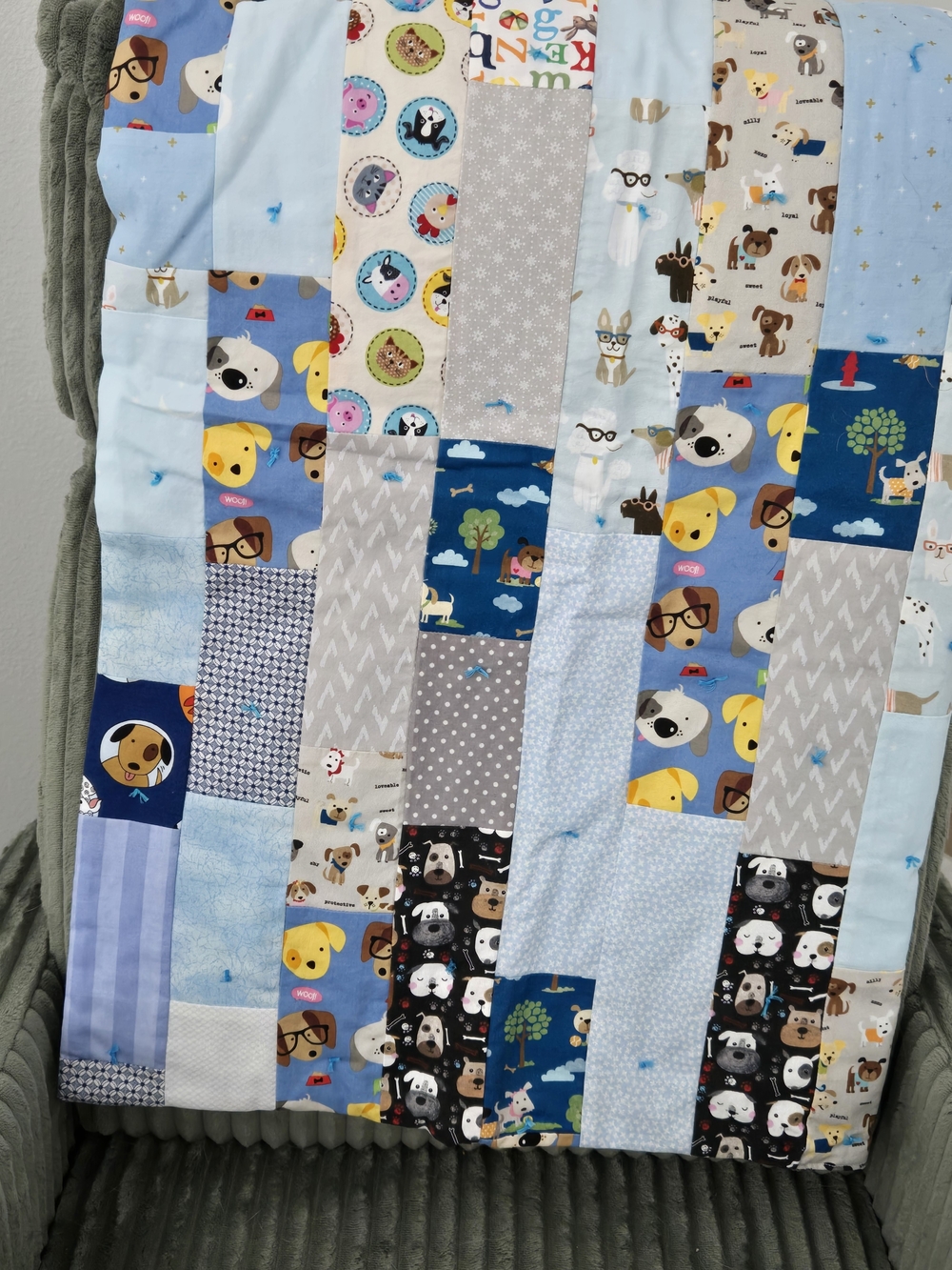 Handmade Blue Puppy Patchwork Quilt